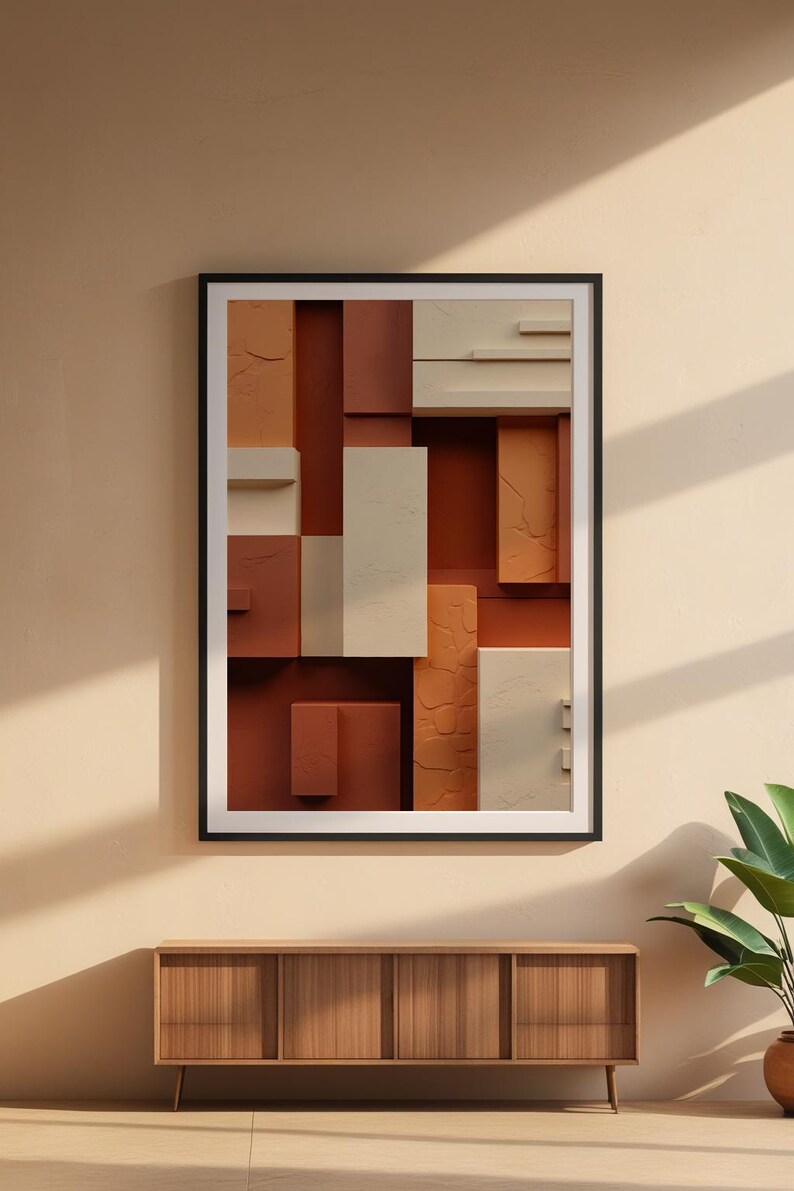 Geometric Blocks Abstract | Modern Minimalist Poster | Warm Tones immagine 6