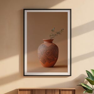 Geometric Pottery Vase | Modern Boho Line Art | Terracotta Decor Bild 6