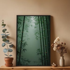 Bamboo forest art | Zen mist poster | Asian landscape decor image 4