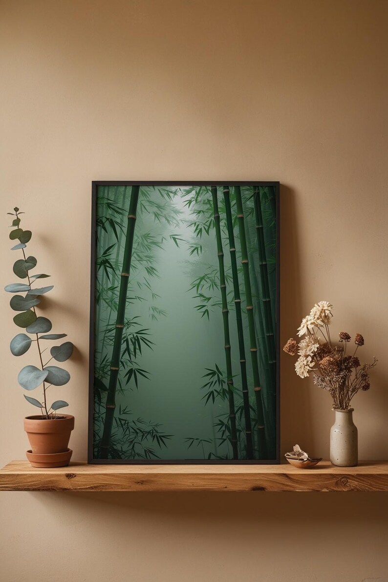 Bamboo forest art | Zen mist poster | Asian landscape decor image 4
