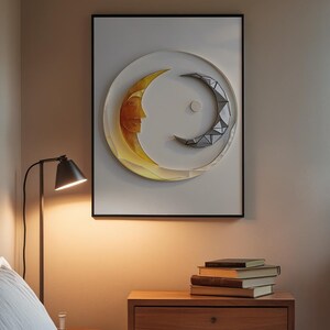 Sun Moon Minimalist | Celestial Line Art Poster | Modern Boho Decor image 3