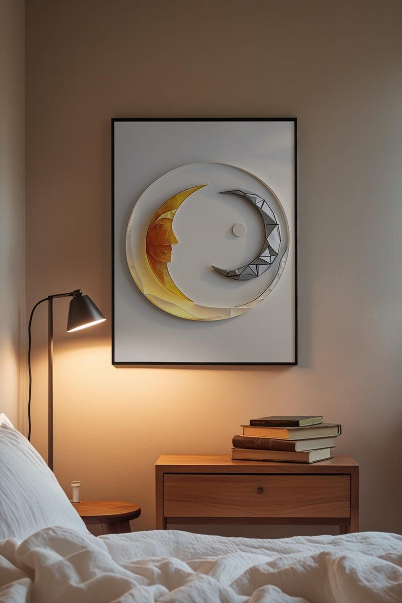 Sun Moon Minimalist | Celestial Line Art Poster | Modern Boho Decor image 3