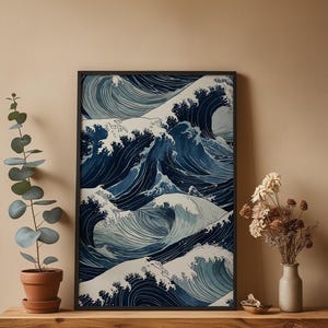 Ocean Wave Art | Japanese Woodblock Poster | Coastal Decor zdjęcie 4