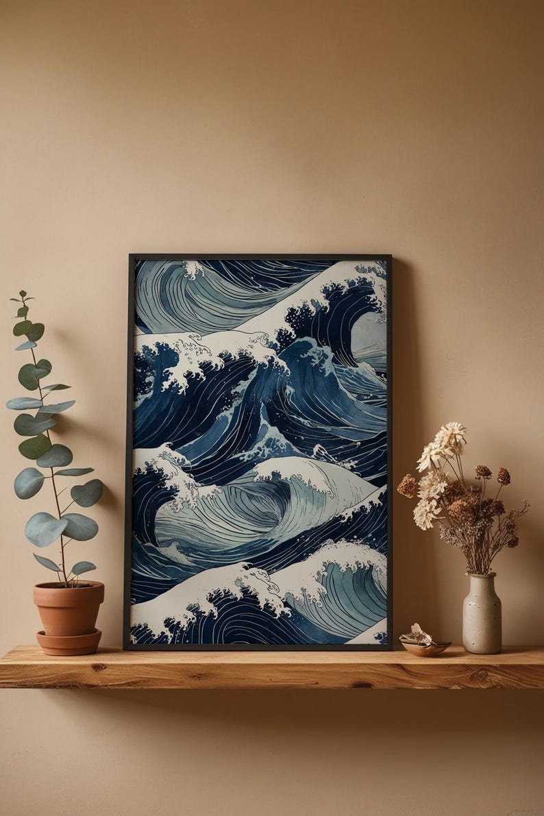 Ocean Wave Art | Japanese Woodblock Poster | Coastal Decor zdjęcie 4