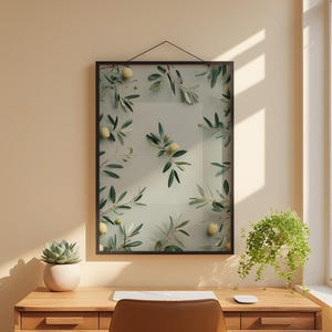 Olive Branch Art | Mediterranean Botanical Poster | Sage Green Decor image 1