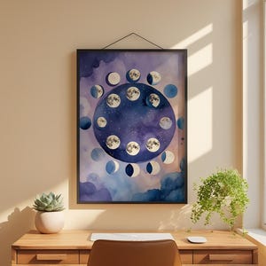 Lunar Phases | Moon Cycle Poster | Mystical Night Art zdjęcie 1