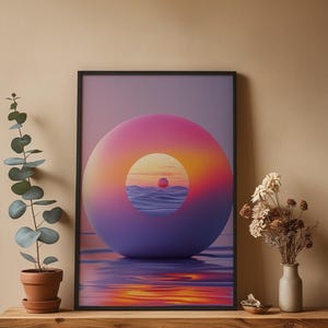 Abstract Sunset Art | Warm Gradient Poster | Mid Century Wall Decor Bild 4