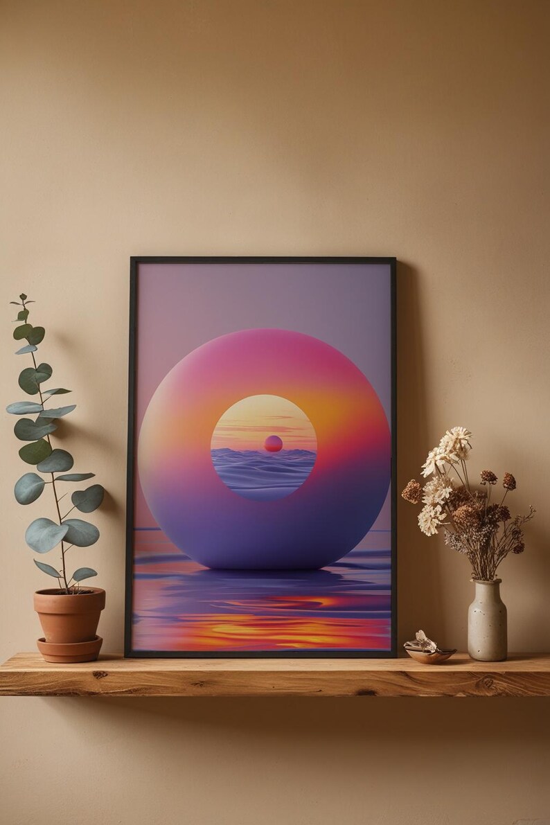 Abstract Sunset Art | Warm Gradient Poster | Mid Century Wall Decor Bild 4