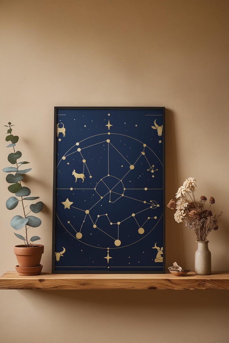 Zodiac Constellation Map | Astrology Poster | Gold Star Art Bild 4