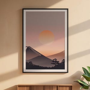 Impression Mont Fuji | Art mural zen japonais | Décoration heure dorée image 6