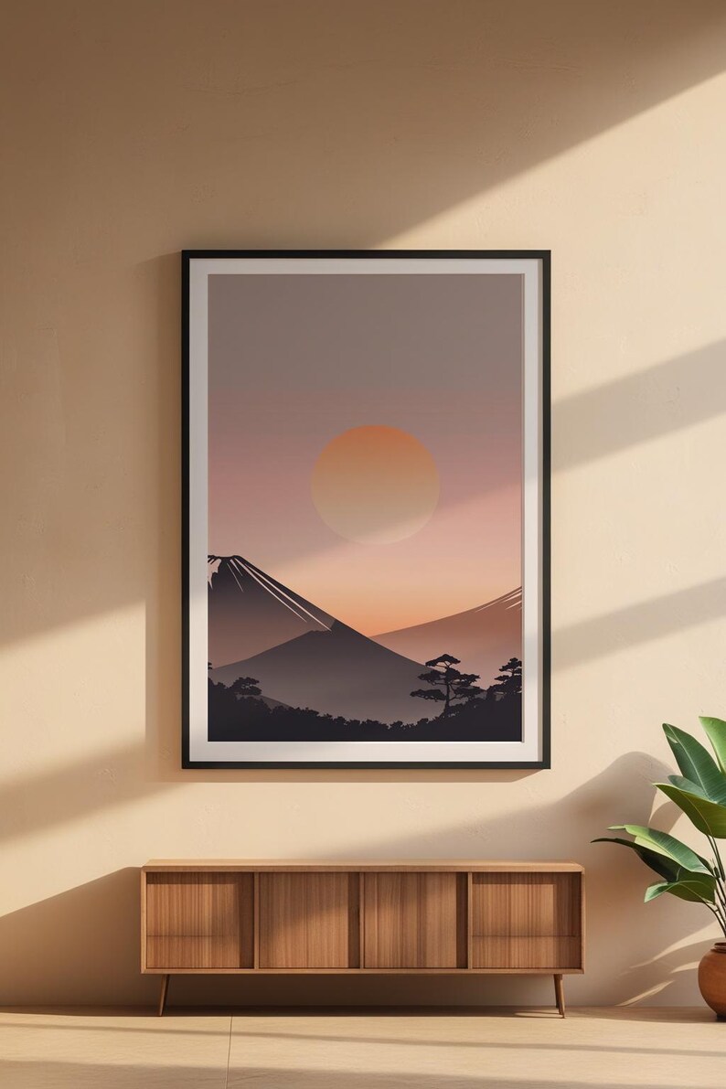 Impression Mont Fuji | Art mural zen japonais | Décoration heure dorée image 6