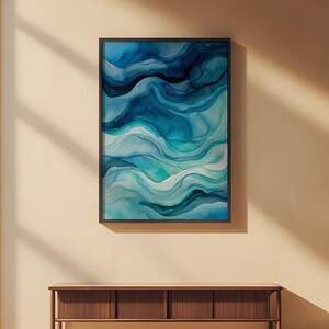 Póster de degradado oceánico / Impresión artística abstracta de agua imagen 2