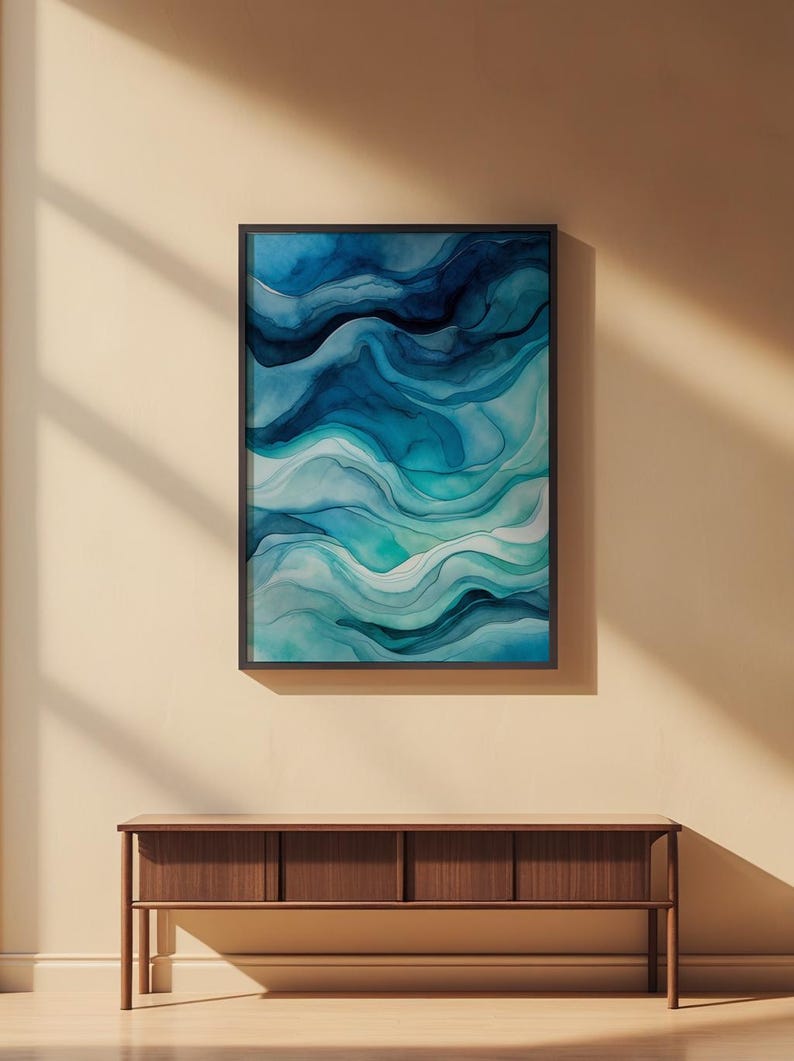Póster de degradado oceánico / Impresión artística abstracta de agua imagen 2