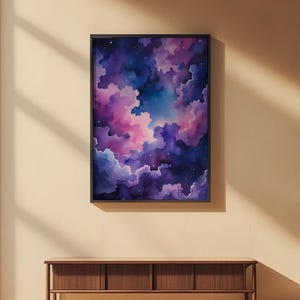 Cosmic Clouds Poster | Purple Blue Galaxy Wall Art | Starry Night Sky Print Bild 2