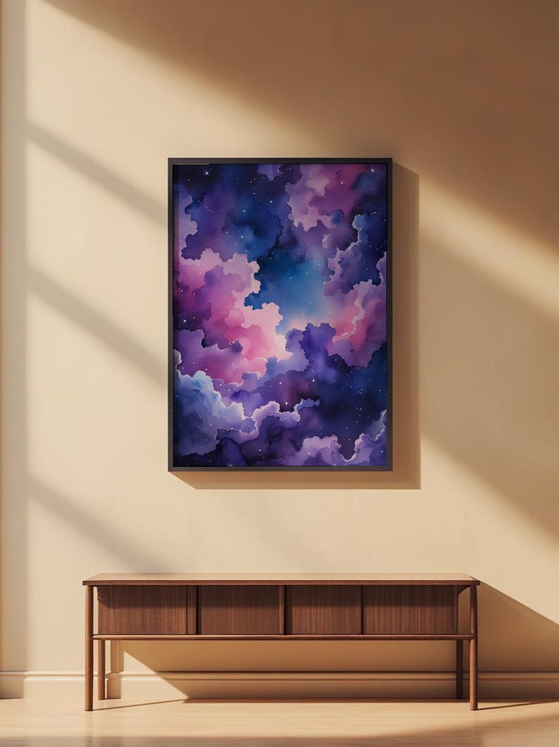 Cosmic Clouds Poster | Purple Blue Galaxy Wall Art | Starry Night Sky Print Bild 2