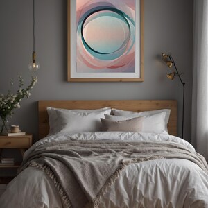 Arte circular abstracto / Impresión geométrica moderna / Póster verde azulado imagen 10