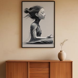 Zen Profile Line Art | Meditation Face Poster | Minimalist Wellness Decor Bild 6