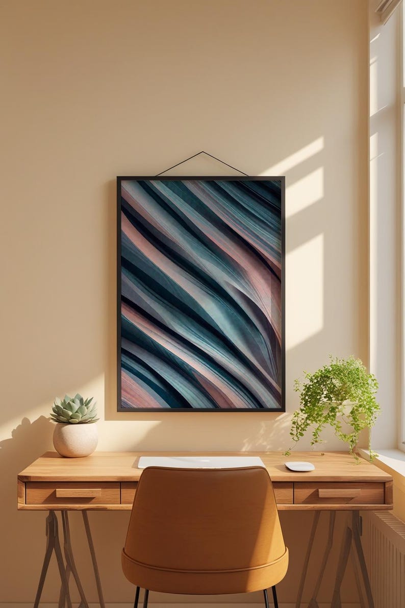 Abstract Stripes Art | Modern Diagonal Lines Poster | Contemporary Wall Decor Bild 1