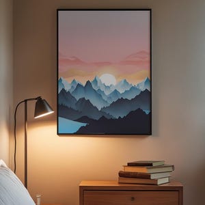 Póster de amanecer en la montaña / pico alpino / Arte de paisaje natural imagen 3