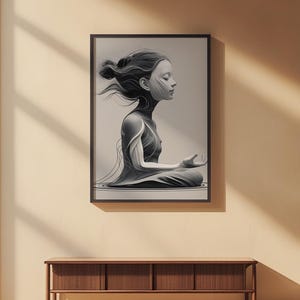 Zen Profile Line Art | Meditation Face Poster | Minimalist Wellness Decor Bild 3