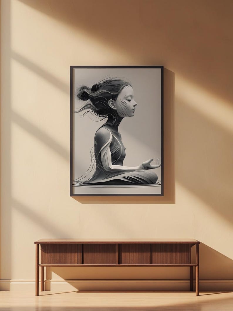 Zen Profile Line Art | Meditation Face Poster | Minimalist Wellness Decor Bild 3