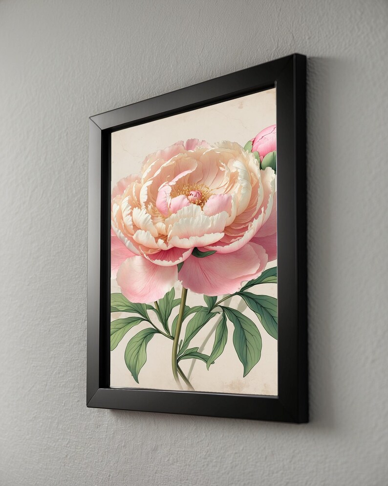 Romantic Peony Bloom | Vintage Botanical | Cottagecore Garden Art Bild 8