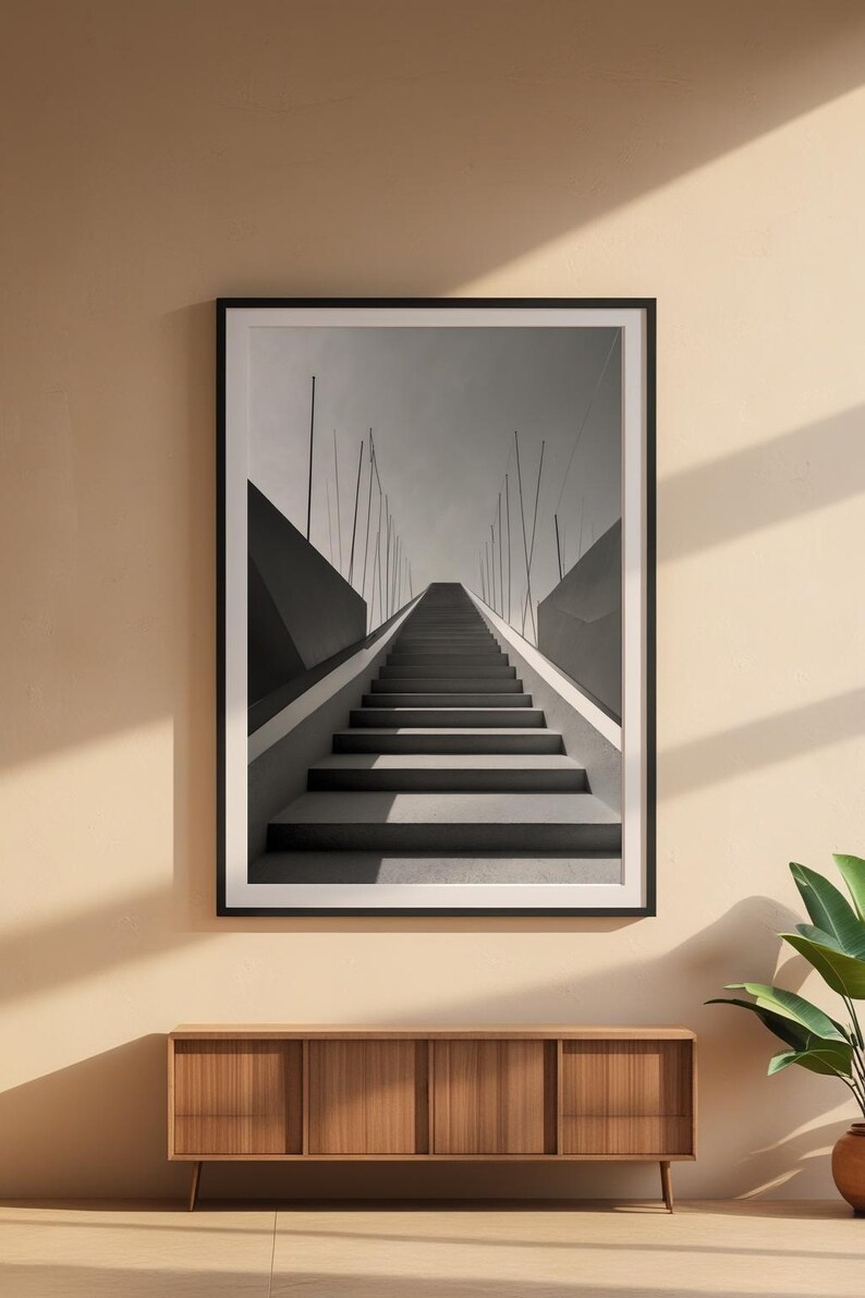 Geometric Staircase | Minimalist Architecture | Journey Perspective Art image 6