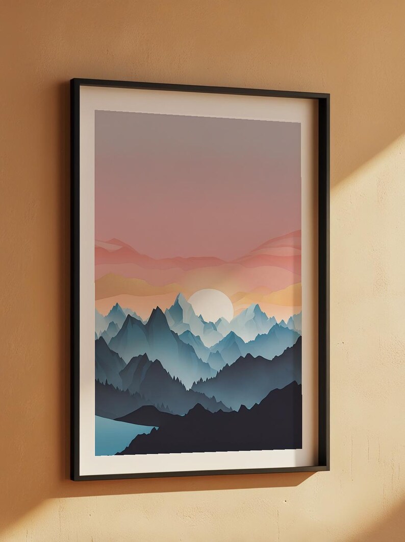 Póster de amanecer en la montaña / pico alpino / Arte de paisaje natural imagen 7