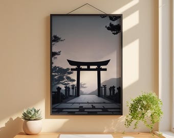 Silueta de puerta Torii / Arte japonés moderno / Decoración zen