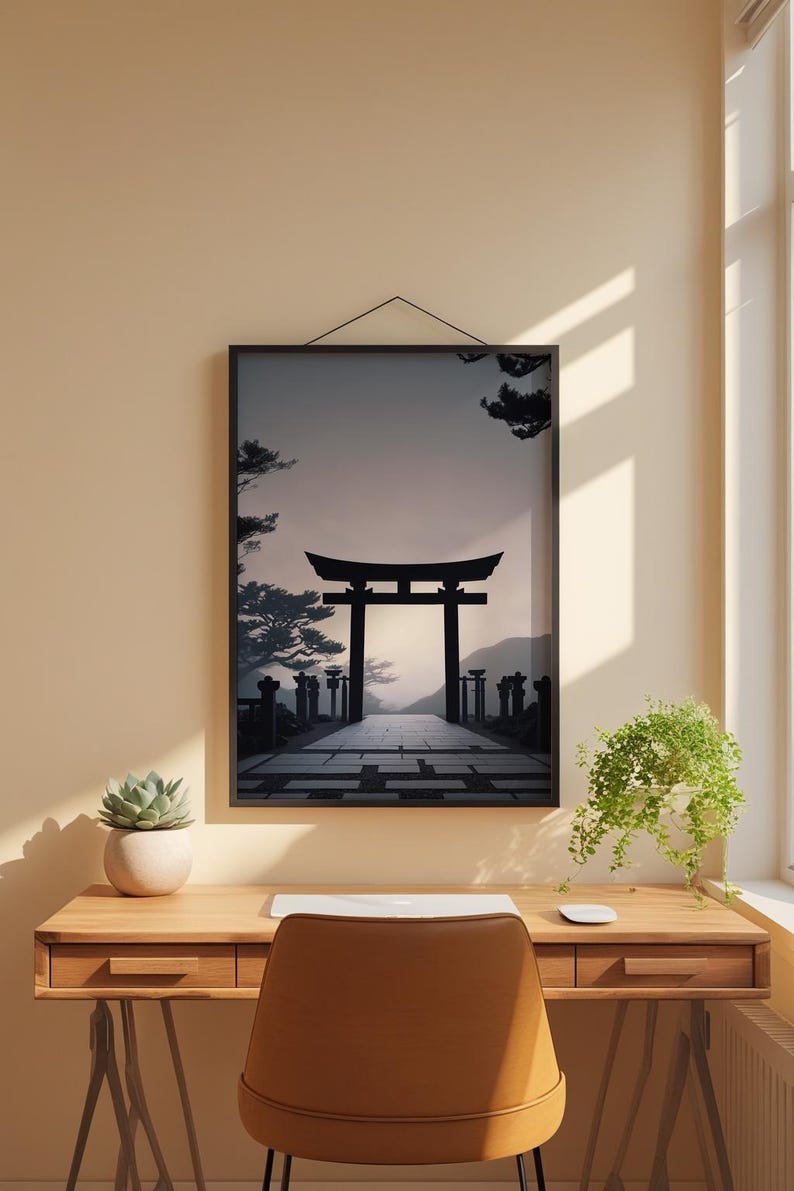 Torii Gate Silhouette | Modern Japanese Art | Zen Decor Bild 1