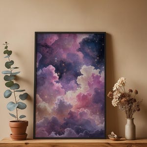 Arte de nebulosa pastel / Póster espacial de ensueño / Decoración de pared cósmica imagen 4