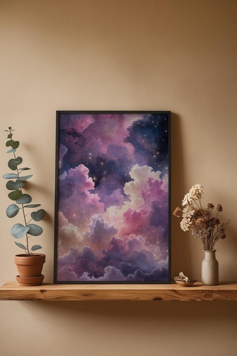 Arte de nebulosa pastel / Póster espacial de ensueño / Decoración de pared cósmica imagen 4