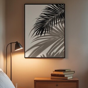 Tropical Palm Leaf Art | Black Botanical Poster | Boho Plant Decor afbeelding 3