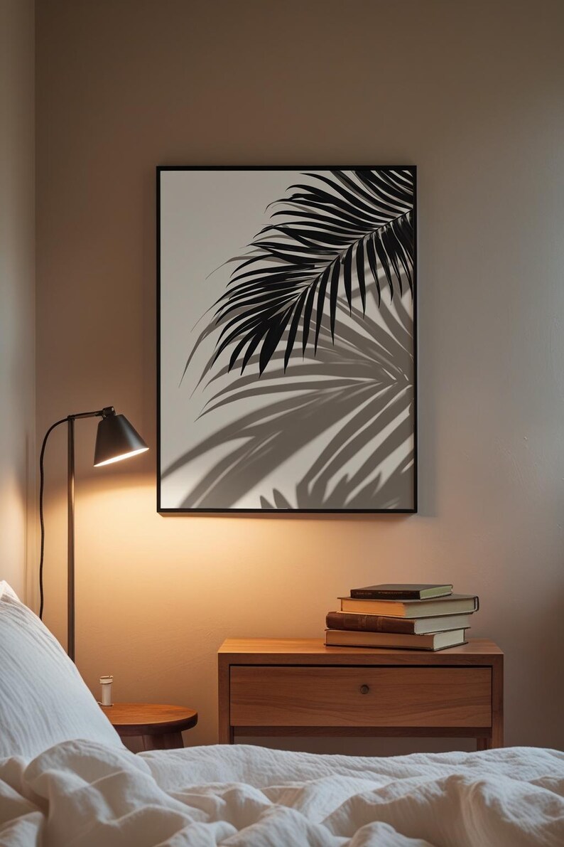 Tropical Palm Leaf Art | Black Botanical Poster | Boho Plant Decor afbeelding 3