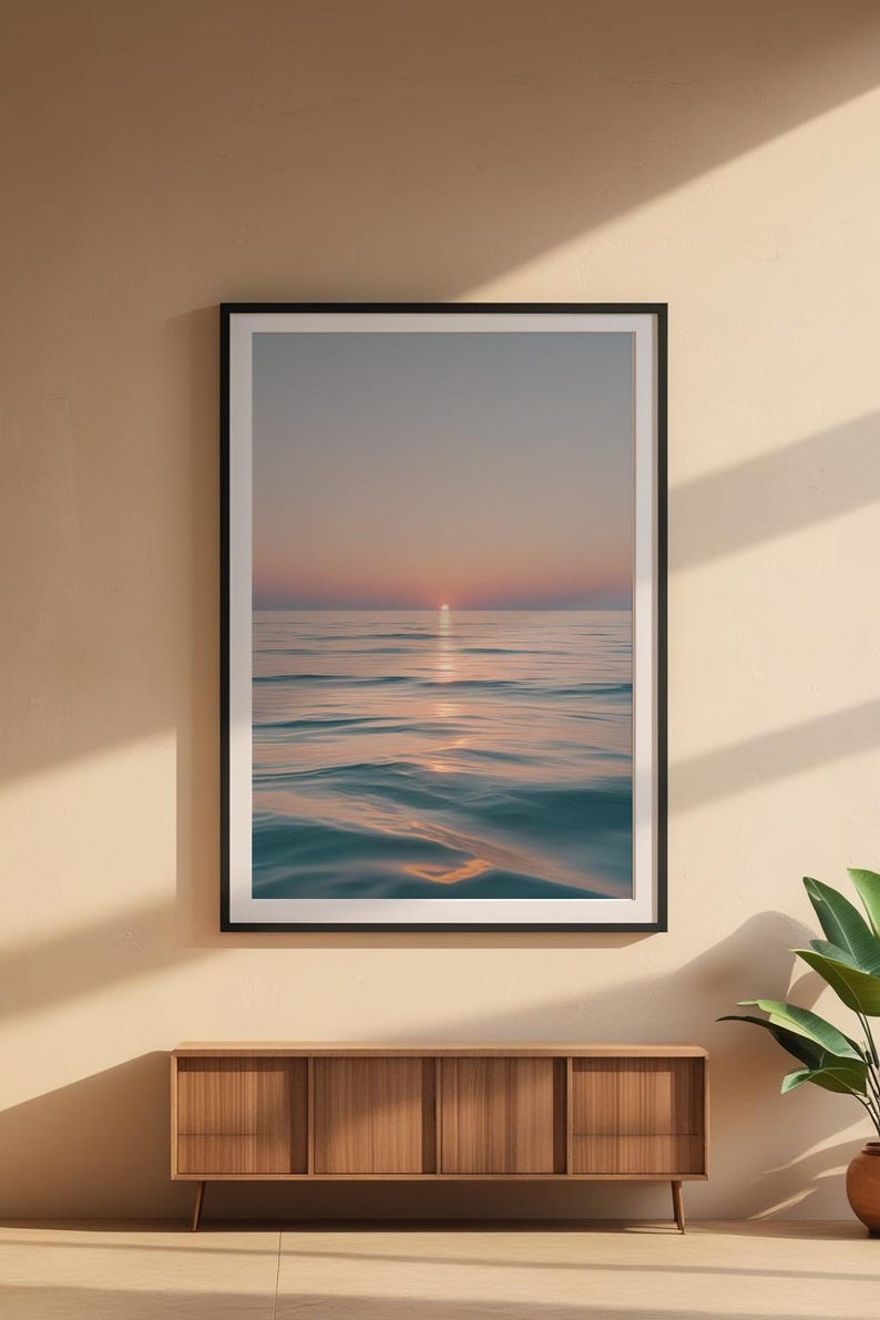 Ocean sunset poster | Serene beach wall art | Coastal home decor image 6