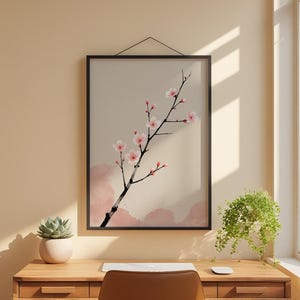 Cherry Blossom Ink Art | Japanese Minimalist Poster | Spring Wall Decor imagem 6