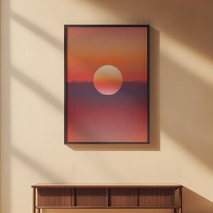 Sunset landscape art | Minimalist sun poster | Modern wall decor imagem 2