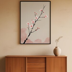 Cherry Blossom Ink Art | Japanese Minimalist Poster | Spring Wall Decor imagem 5
