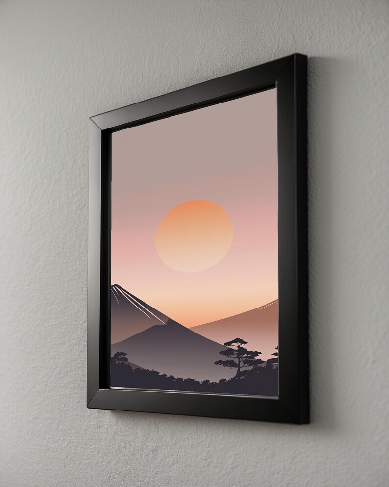 Impression Mont Fuji | Art mural zen japonais | Décoration heure dorée image 8
