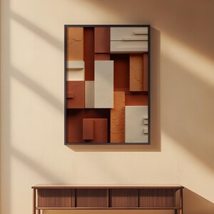 Geometric Blocks Abstract | Modern Minimalist Poster | Warm Tones immagine 2