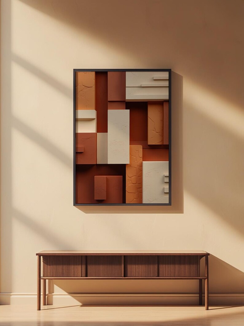 Geometric Blocks Abstract | Modern Minimalist Poster | Warm Tones immagine 2