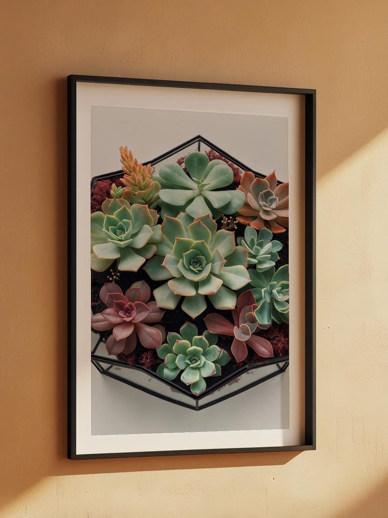 Succulent Wall Art | Geometric Terrarium Poster Bild 7
