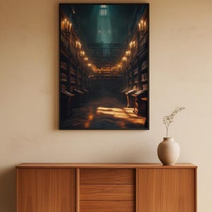 Library Wall Art | Dark Academia Poster | Vintage Bookshelf Decor Bild 5