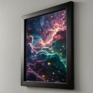 Jewel Tone Nebula | Cosmic Space Poster | Deep Emerald Universe Art zdjęcie 3