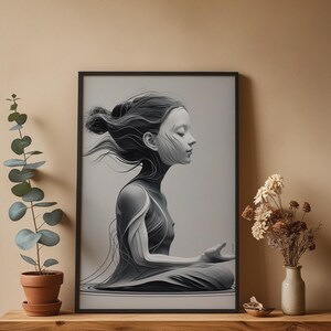 Zen Profile Line Art | Meditation Face Poster | Minimalist Wellness Decor Bild 5