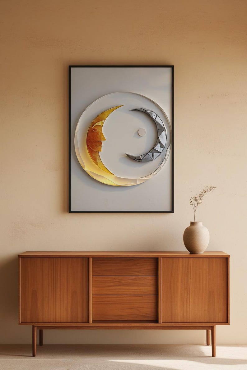 Sun Moon Minimalist | Celestial Line Art Poster | Modern Boho Decor image 5