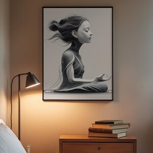 Zen Profile Line Art | Meditation Face Poster | Minimalist Wellness Decor Bild 4