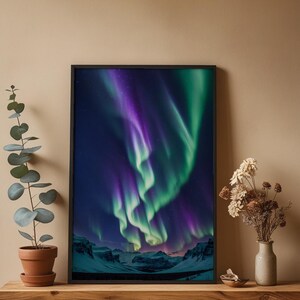 Aurore boréale | Affiche d'aurores boréales | Art mural ciel nocturne magique image 4