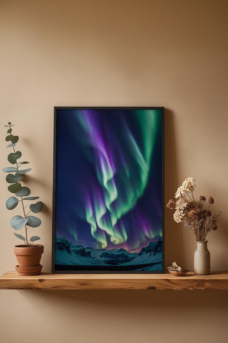 Aurore boréale | Affiche d'aurores boréales | Art mural ciel nocturne magique image 4