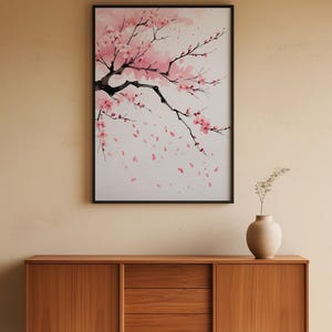 Cherry Blossom Art | Japanese Sakura Poster | Pink Zen Wall Decor image 5